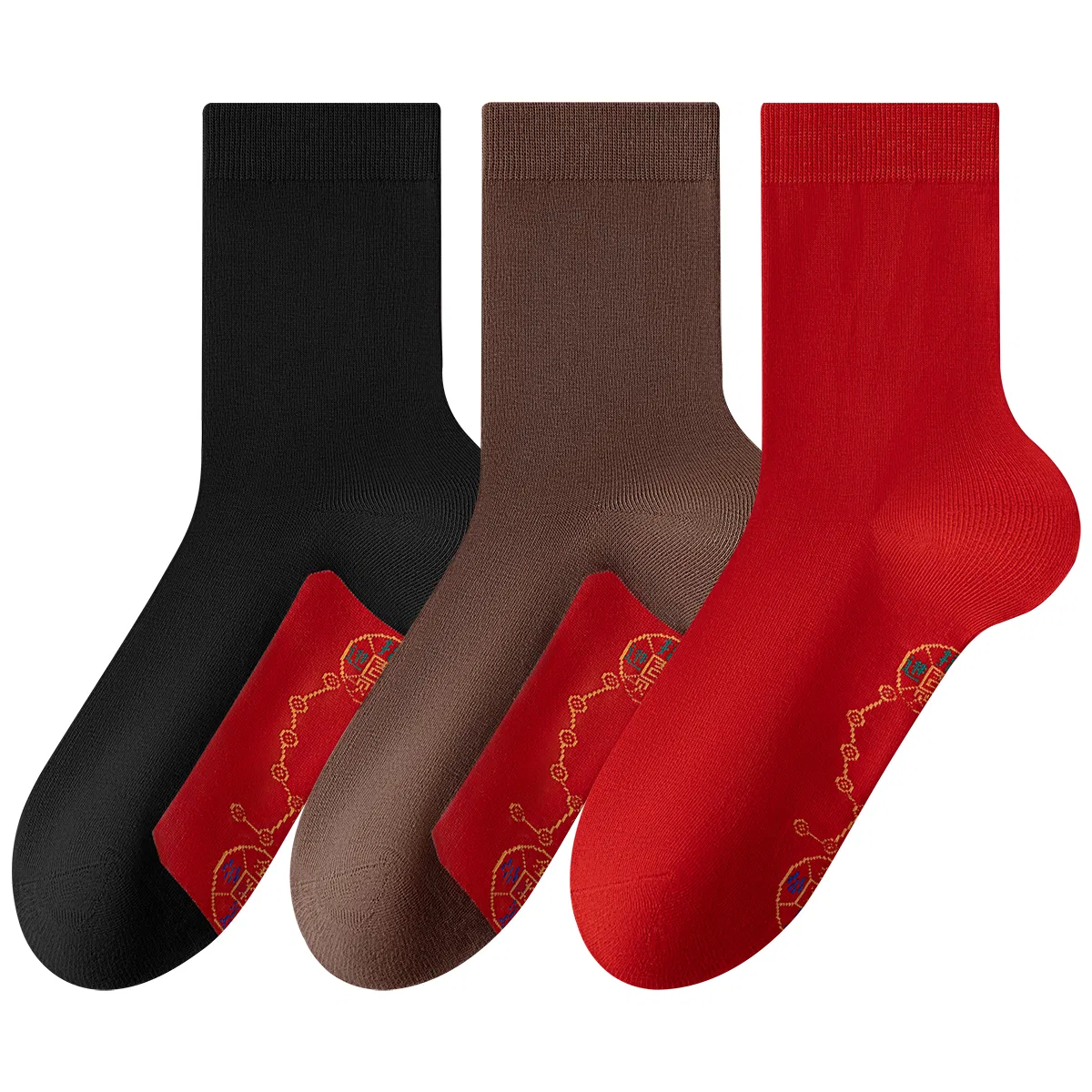 Детские носки с длинным голенищем, комплект из 3 пар, Black Coffee Red, MIIOW