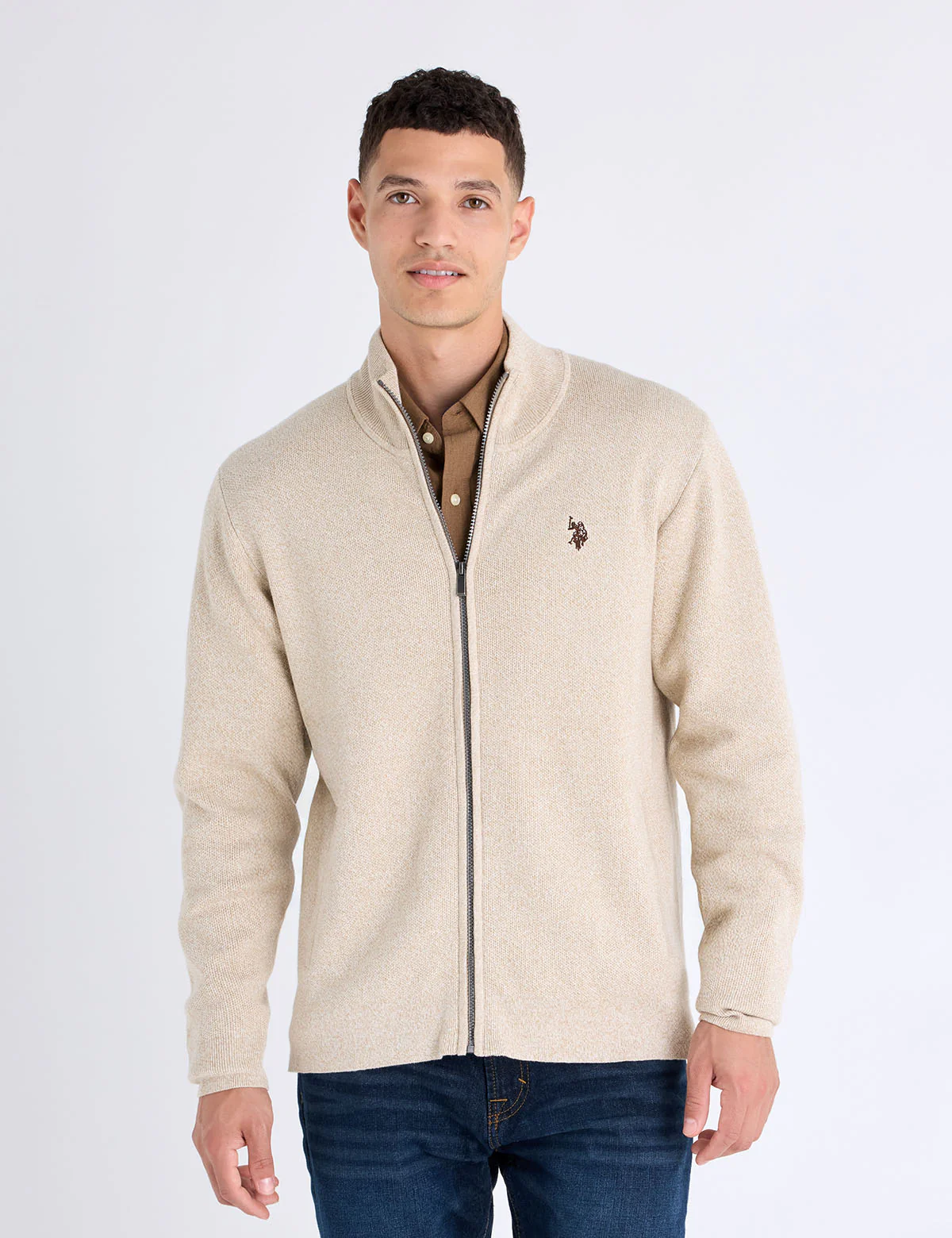 

Свитер U.S. Polo Assn Cotton Marl Full Zip, кремовый