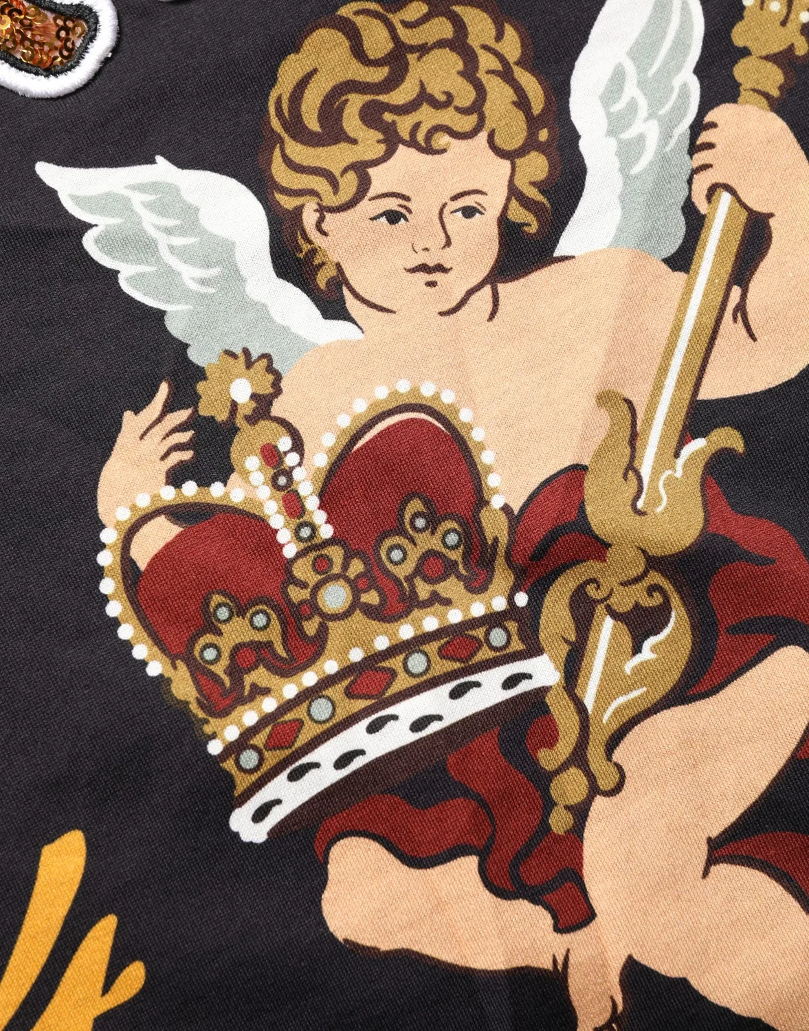 Мужская футболка с принтом ангела с короной и надписью DG ANGELS Dolce & Gabbana, Black — фото 3