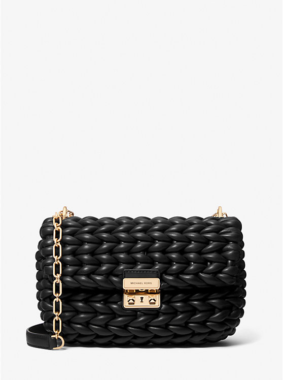 

Большая сумка через плечо Tribeca, плетеная вручную Michael Kors, черный