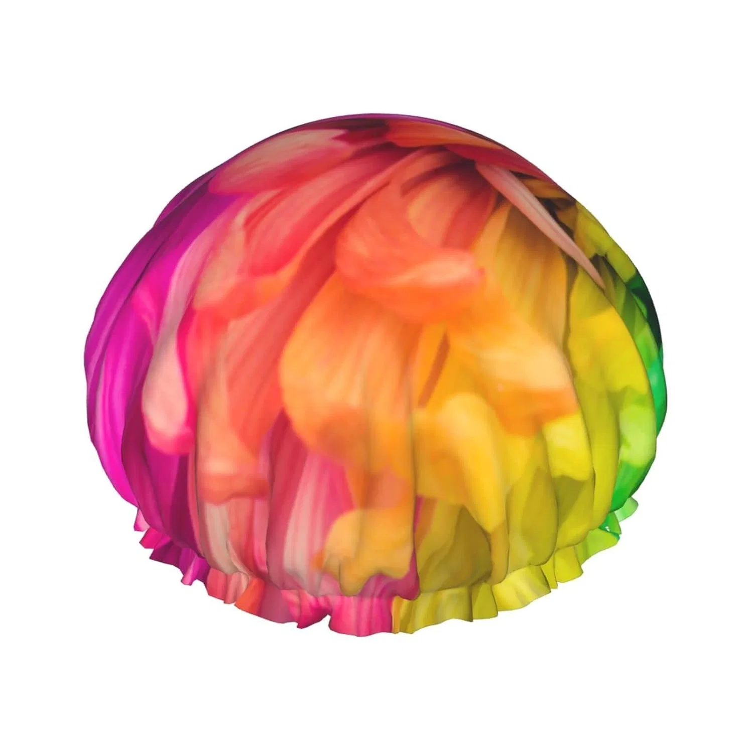 Шапочка для душа с принтом Rainbow Flowers Chrysanthemum, MORYEN, двойной слой, водонепроницаемая, многоразовая