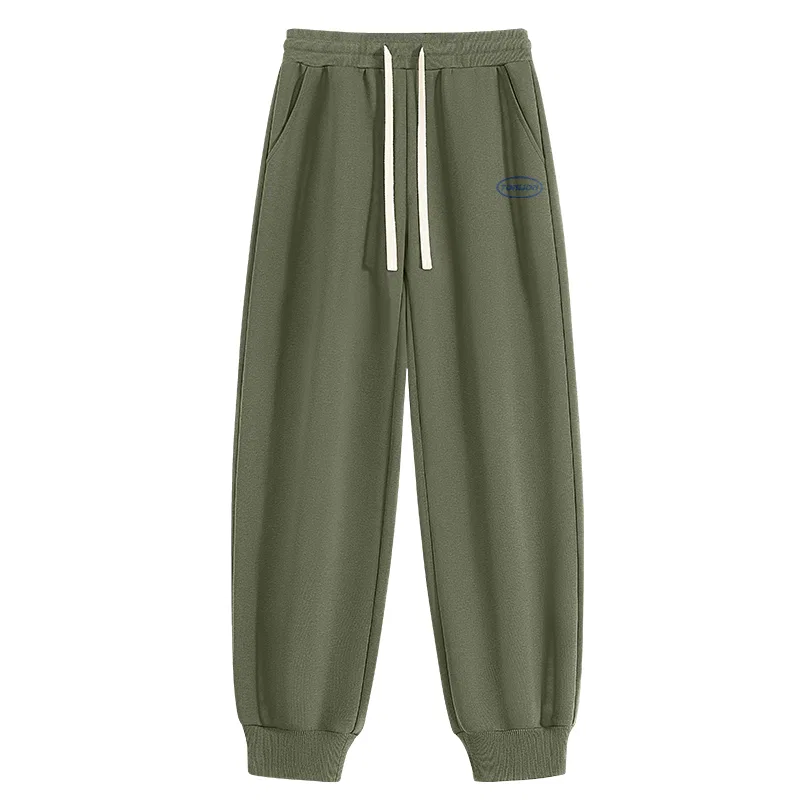 Детские хлопковые брюки с начесом Tonlion, Grey Green — фото 3
