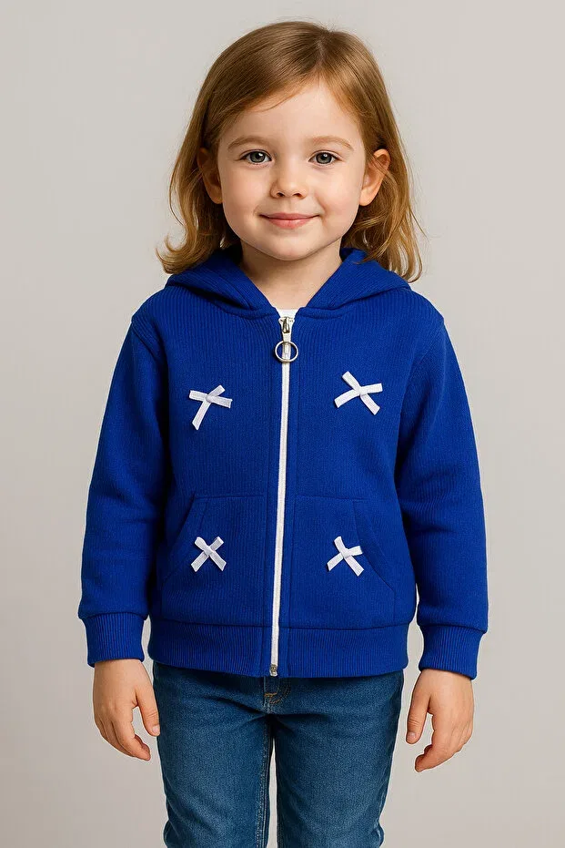 Детское худи для девочек на молнии с длинным рукавом Yalçınoğlu Kids, Blue