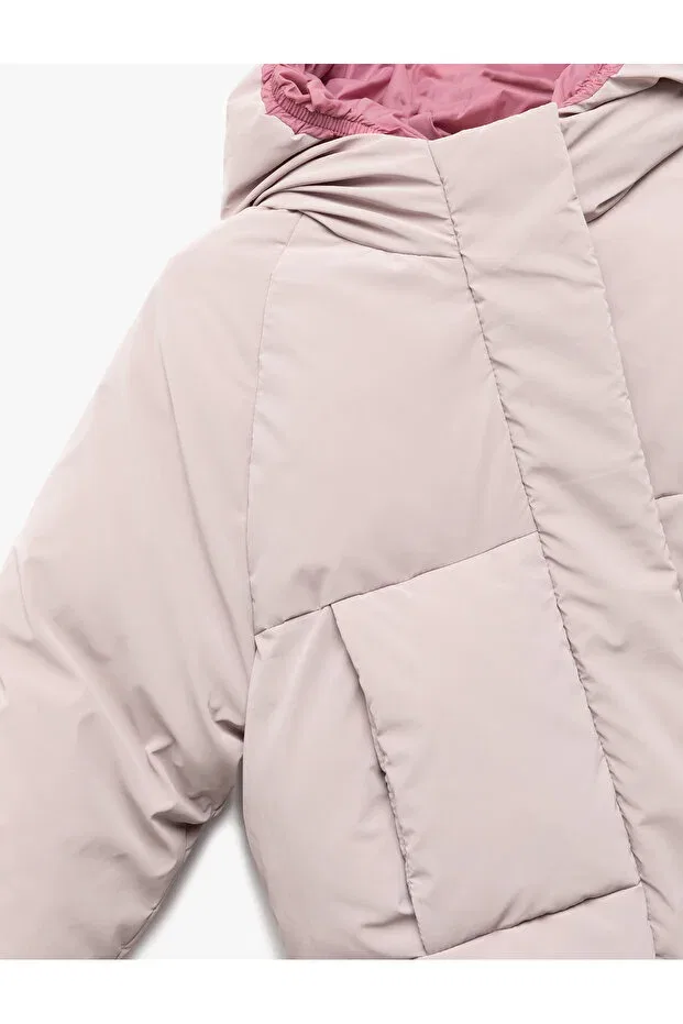 Детское зимнее пальто-пуховик для девочек с капюшоном Koton, Lilac — фото 3