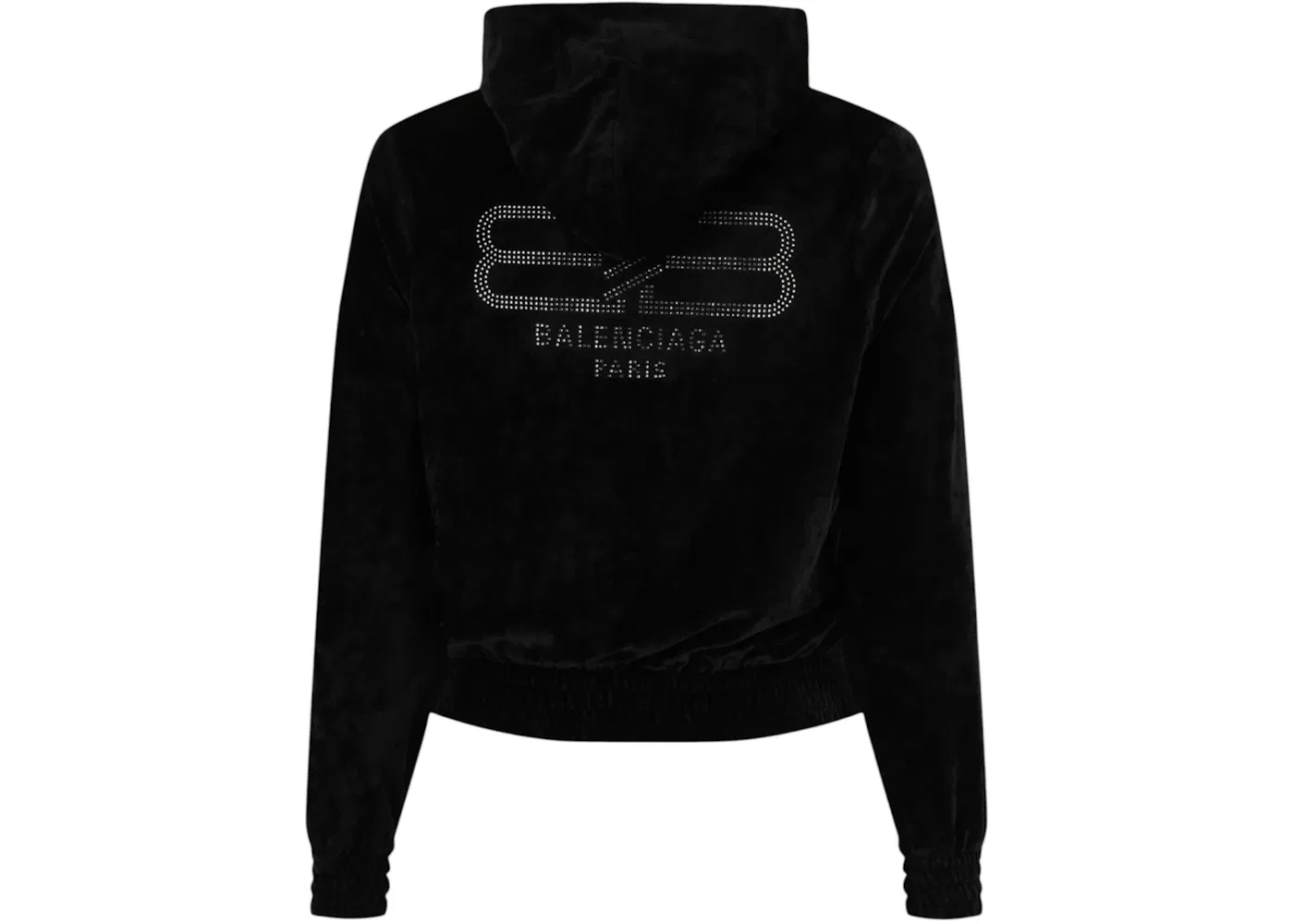 Женская толстовка на молнии с бархатной отделкой Black Balenciaga, черный — фото 2