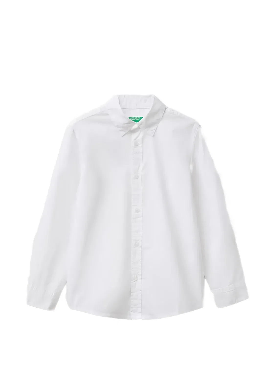 Белая хлопковая рубашка с длинным рукавом Benetton, белый