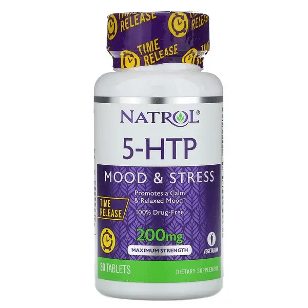 

5-HTP, медленное высвобождение, максимальная сила, 200 мг, 30 таблеток, Natrol