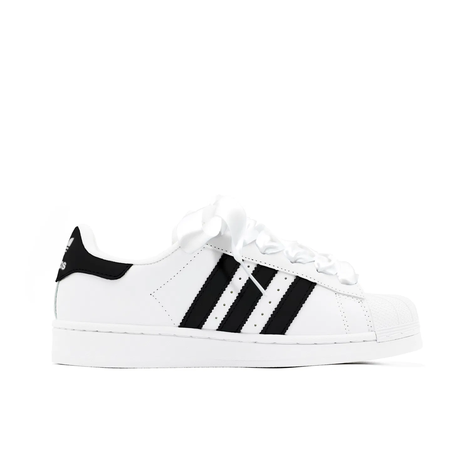 Детские кроссовки для скейтбординга Superstar 2, Adidas Originals, White Black Starry Sky Ribbon Style — фото 3