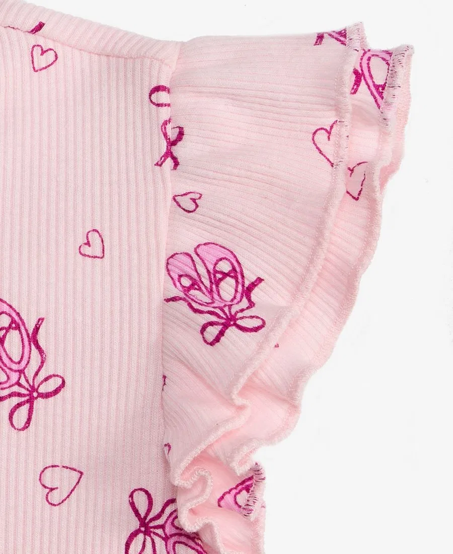 Футболка с двойными рукавами-воланами с принтом балеток Epic Threads, Pink Polish — фото 2