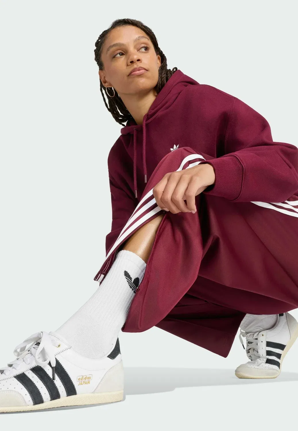 Брюки Firebird в форме бочки - спортивные штаны Adidas Originals, Maroon — фото 4