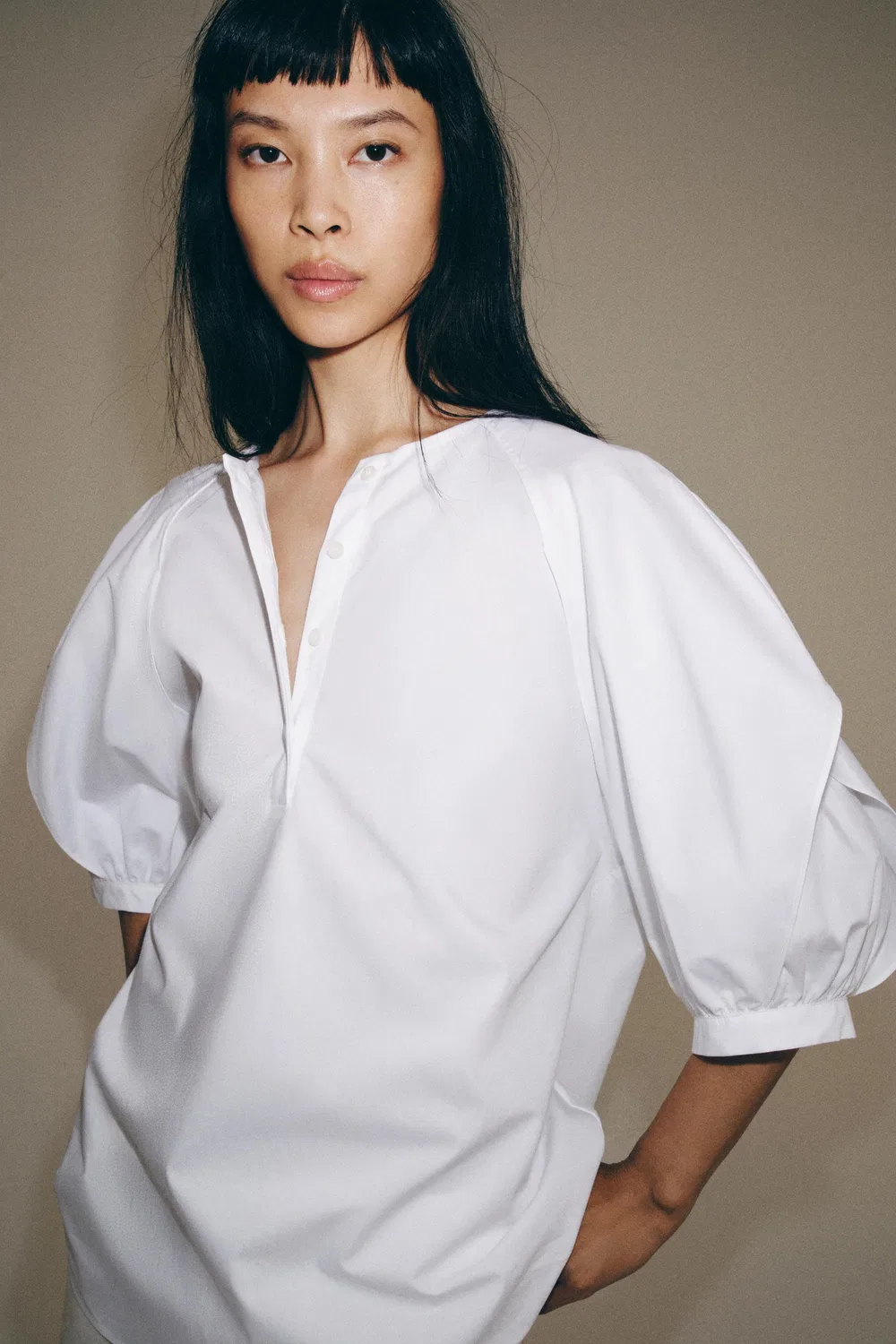 Рубашка с плиссированными рукавами из коллекции ZW. ZARA, White — фото 2