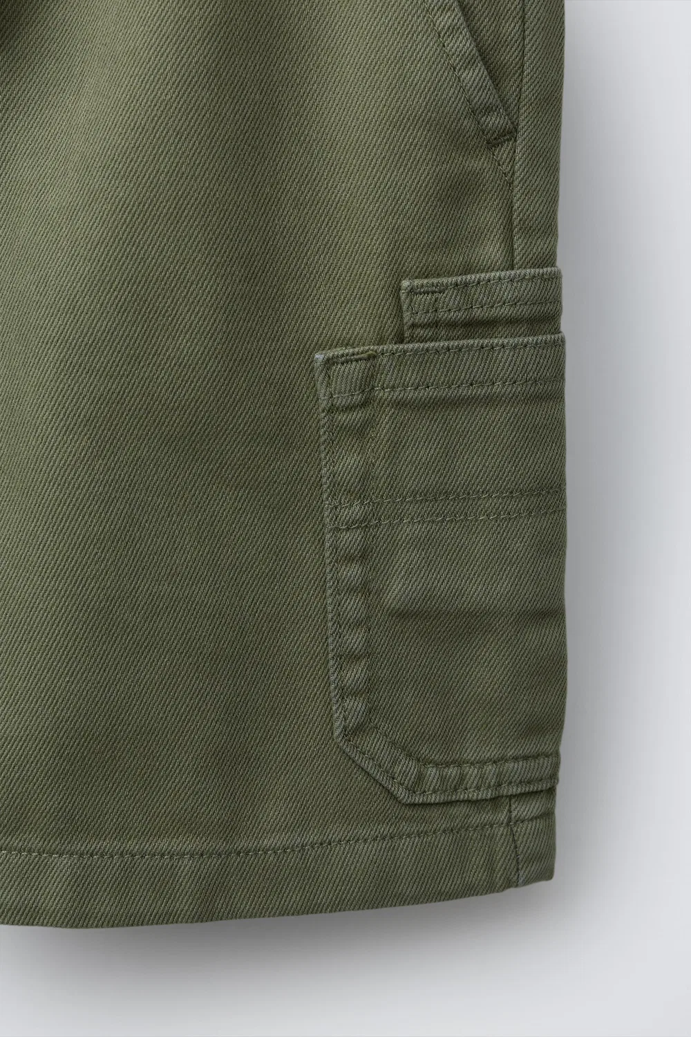 Свободные шорты-карго из саржи ZARA, Green — фото 4