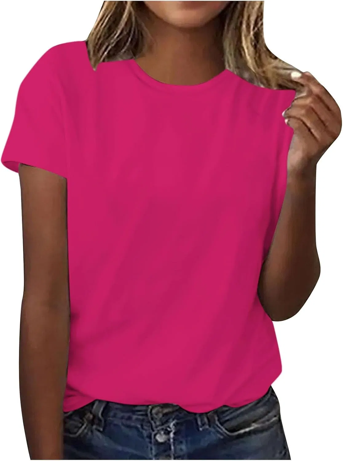 Женская футболка с круглым вырезом свободного кроя, Hot Pink