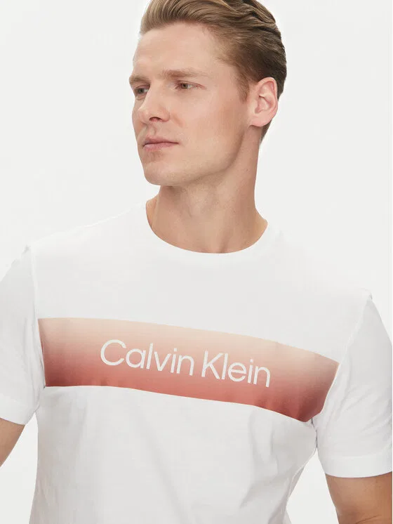 Футболка regular fit Linear Ombre Calvin Klein, белый — фото 4