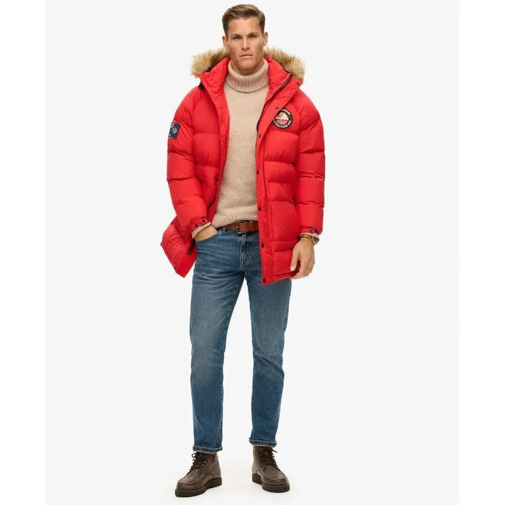 Женская длинная стеганая парка Everest Superdry, Rot — фото 4