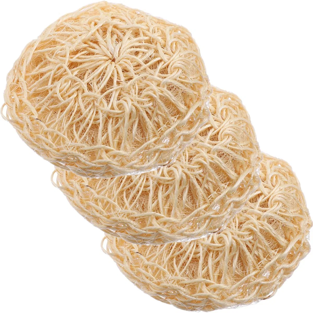 Набор мочалок для душа, Sisal, POPETPOP, 3 шт, 10x10x3 см, Beige
