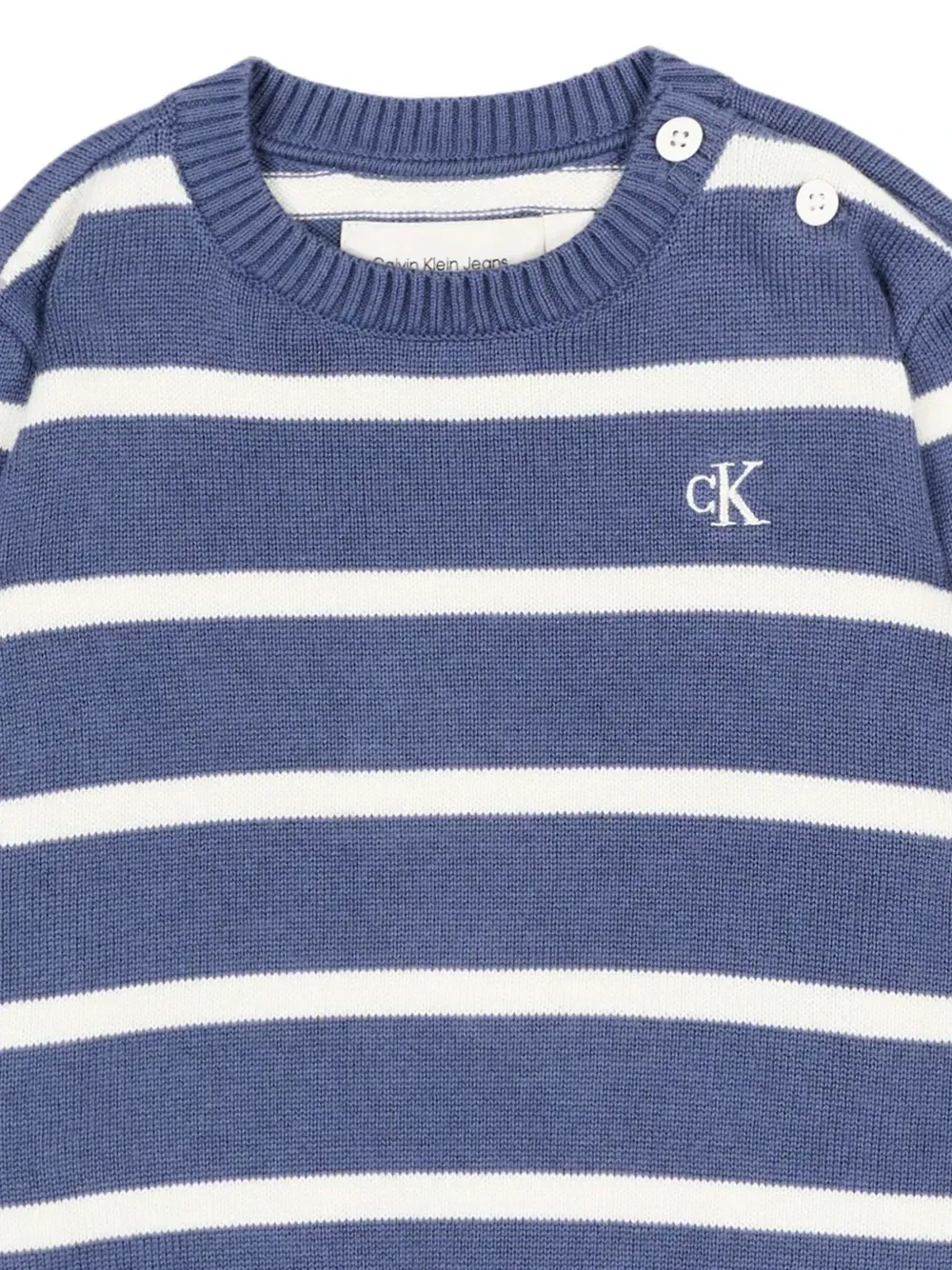Полосатый свитер на пуговицах Calvin Klein Kids, синий — фото 3