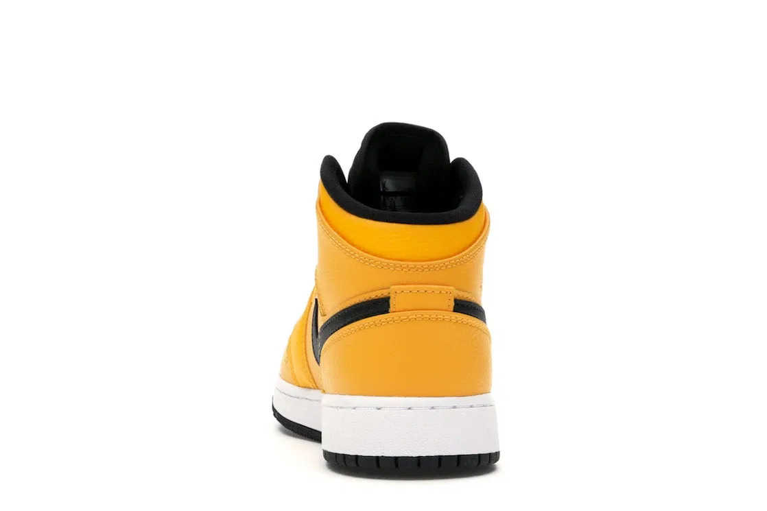 Детские кроссовки с ярким цветом Jordan 1 Mid Jordan, University Gold/Black-White-Gym Red — фото 4