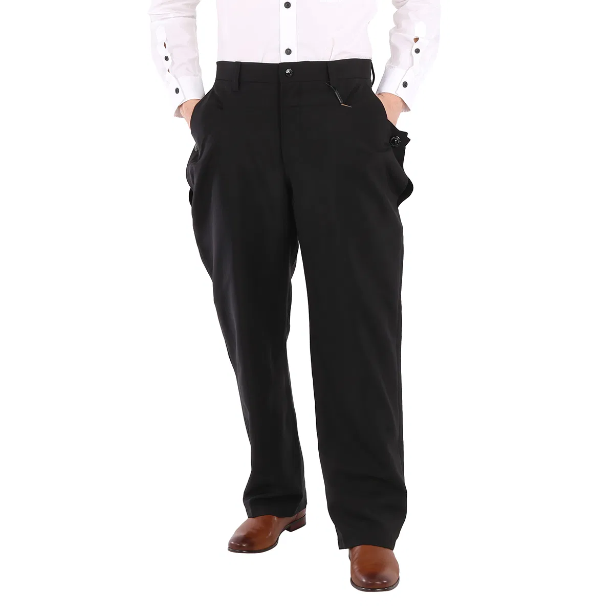 Брюки из шерсти и мохера с кнопками Burberry, Black