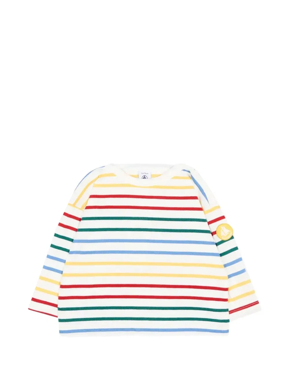 Футболка с длинным рукавом в горизонтальную полоску Petit Bateau, белый