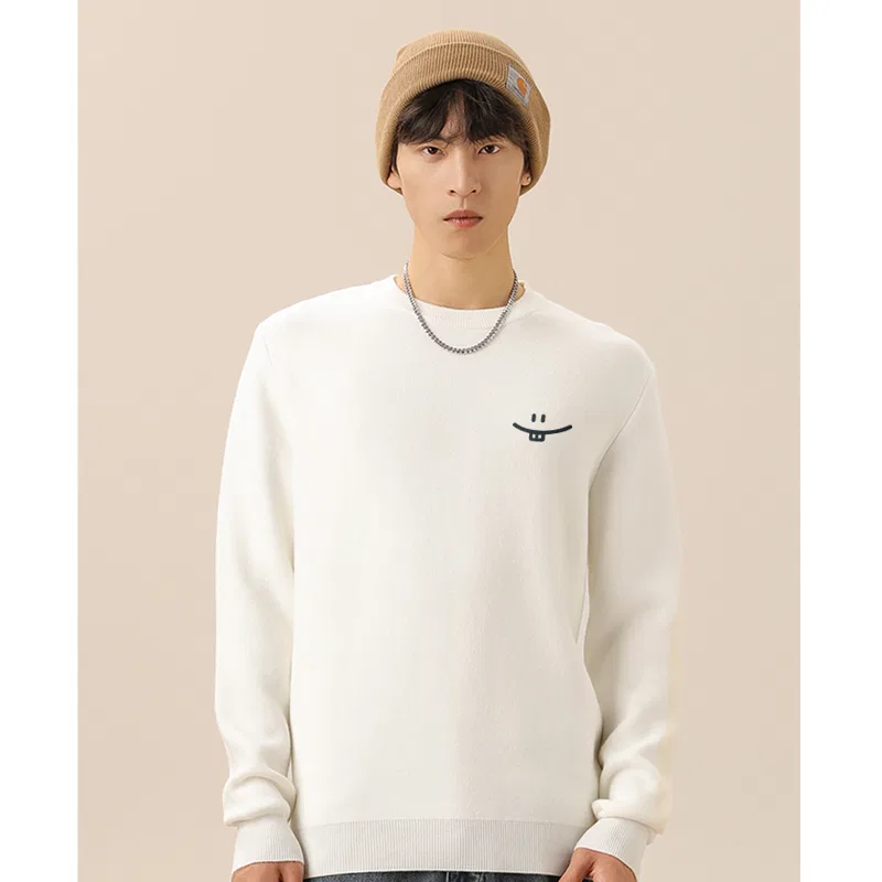Детское вязаное изделие с круглым вырезом B Simple Smile Drawing Chest Logo MINISO, White — фото 4