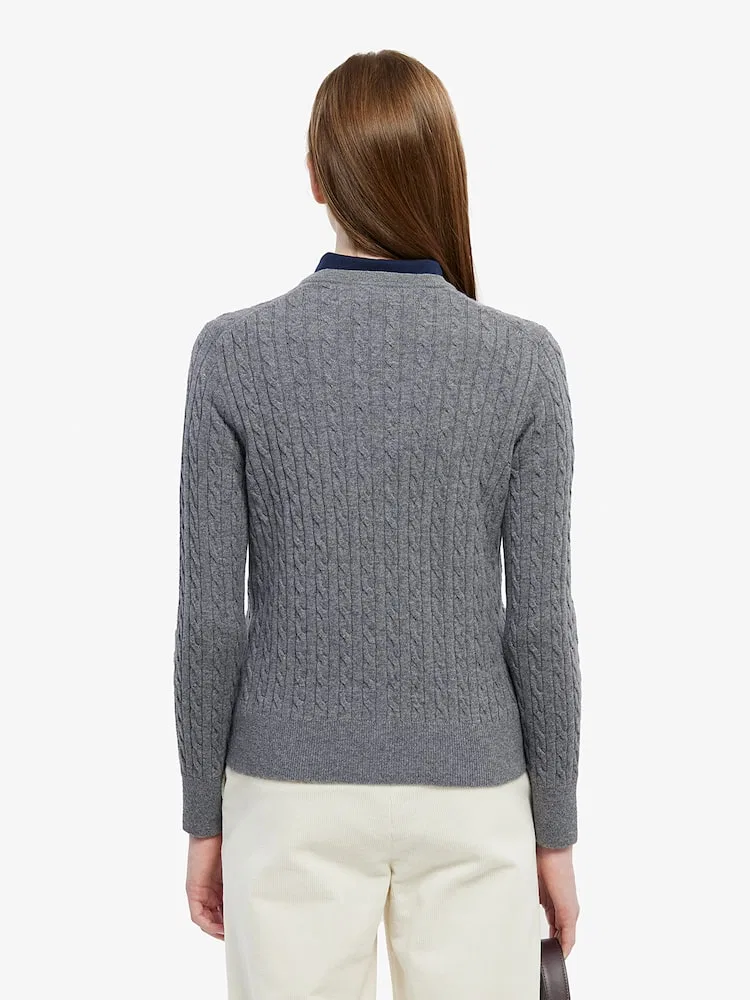 Кардиган женский LACOSTE AF092E-55N, кабель-вязаный, Antique Silver — фото 3