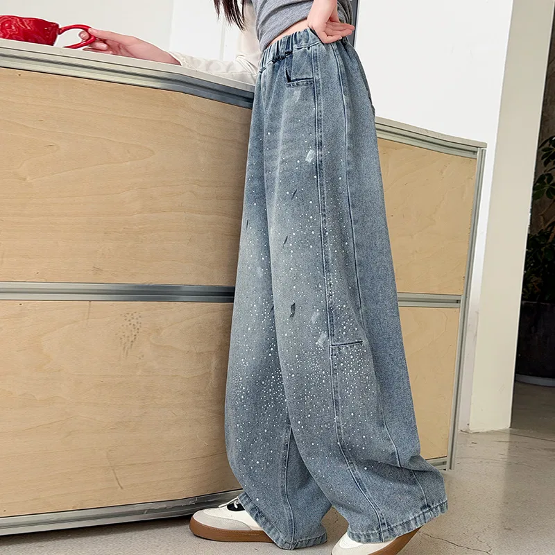 Детские джинсы с принтом Light Blue Graffiti Jeans PLANDOO — фото 3