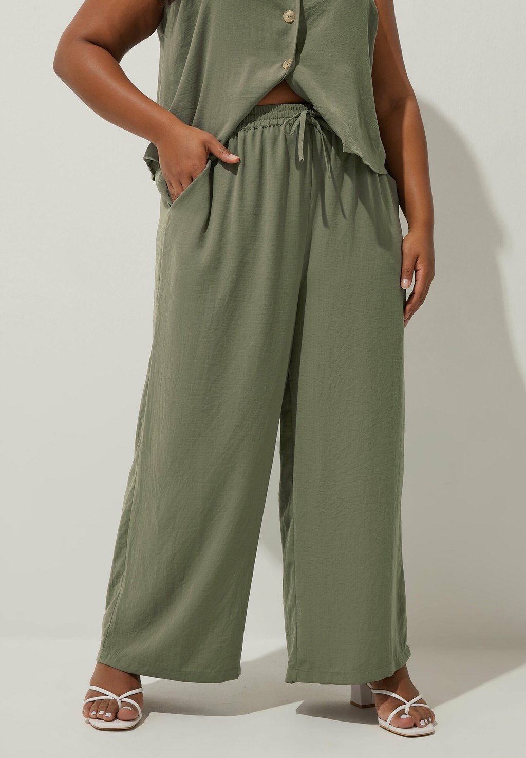 

Брюки FRONT WIDE Yours Clothing, хаки