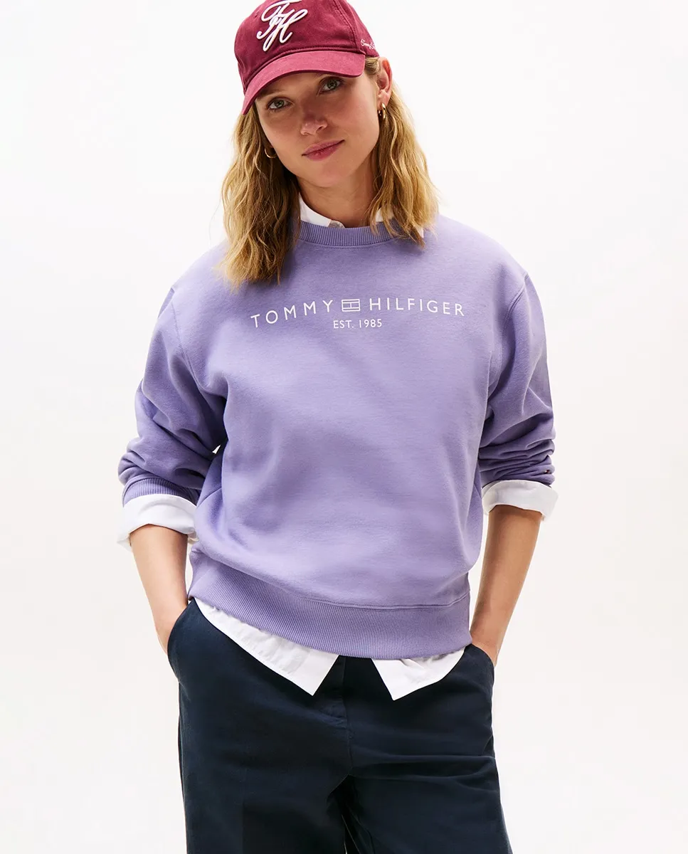 

Женская толстовка с круглым вырезом и логотипом спереди Tommy Hilfiger, сиреневый