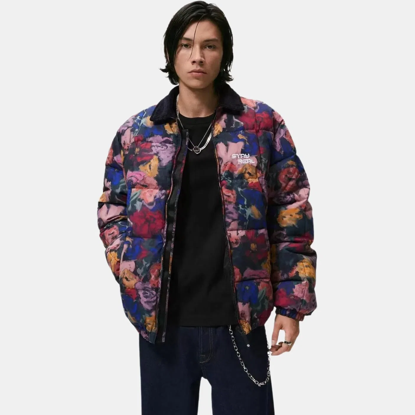 Мужская куртка с лацканами, разноцветная, ZARA — фото 4
