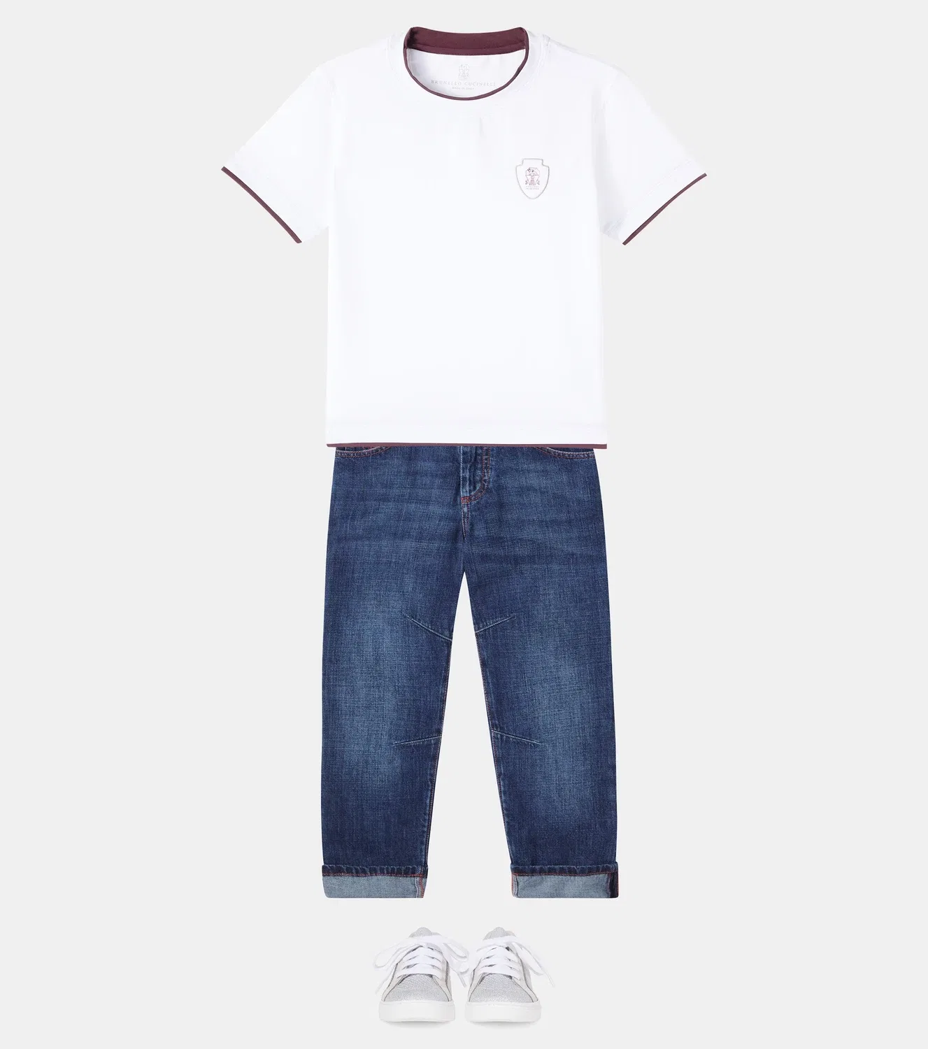 Джинсы прямого кроя со средней посадкой Brunello Cucinelli Kids, синий — фото 2