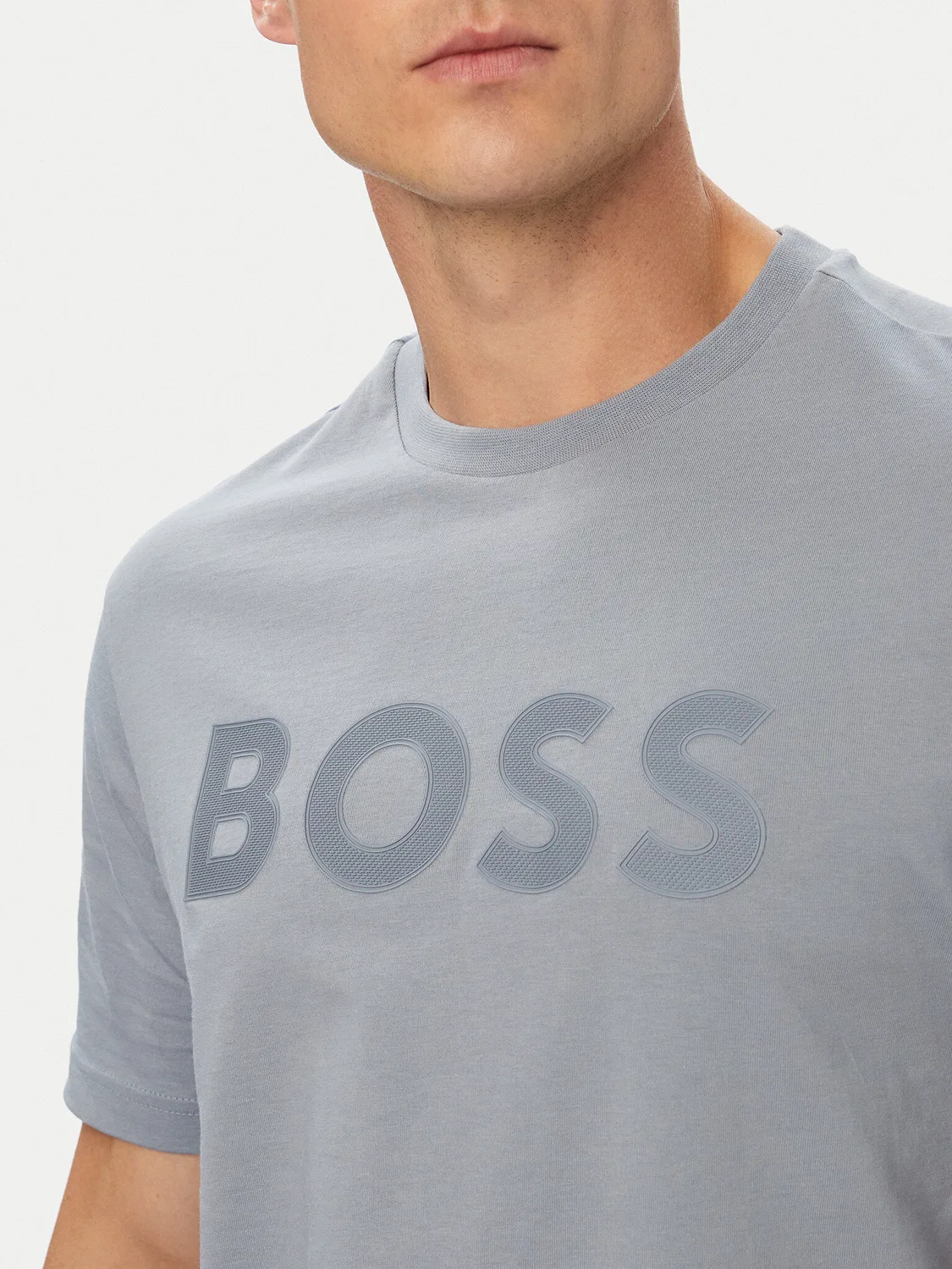 Мужская футболка стандартного кроя Structure Logo Boss, серый — фото 4