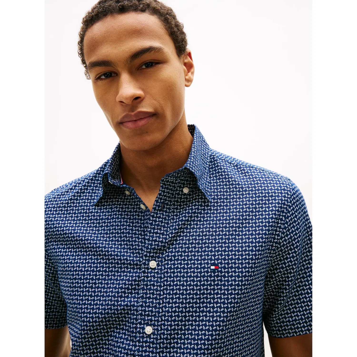 Мужская рубашка с коротким рукавом с принтом Tommy Hilfiger, Carbon Navy — фото 2