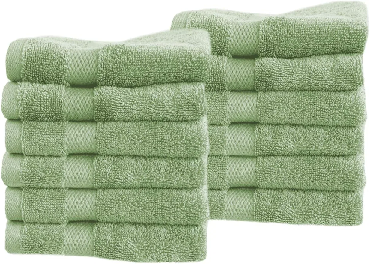 Набор мочалок Fluffy Washcloth, Cotton & Calm, 12 шт, 33x33 см, Sage Green