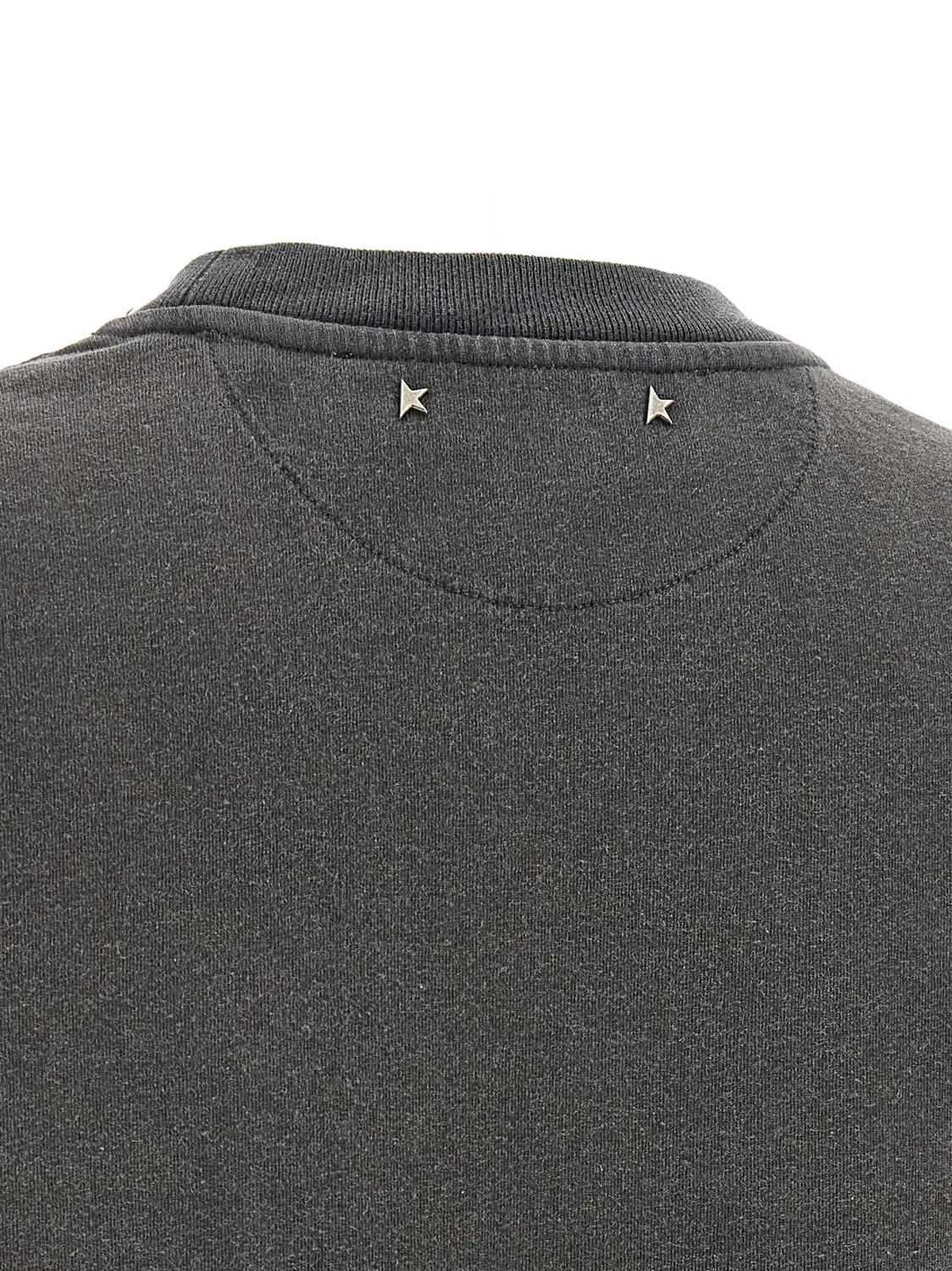 Женская футболка с коротким рукавом с кристаллами Gray Cotton T-Shirt Golden Goose, Gray — фото 4