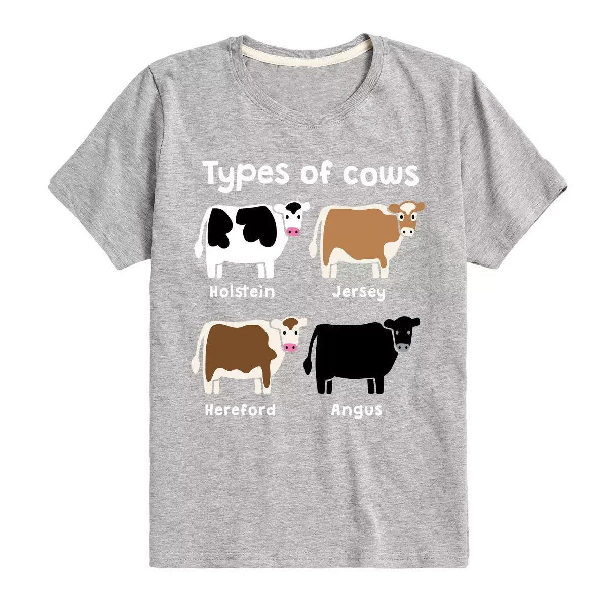 Детская футболка с коротким рукавом с принтом Types of Cows Instant Message, Athletic Heather