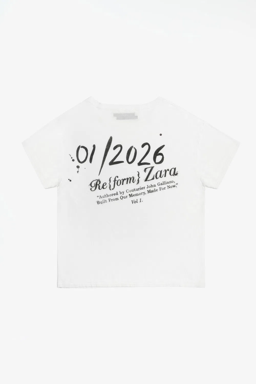 Футболка с графическим принтом, укороченный крой, лимитированная серия ZARA, экрю/коричневый — фото 2