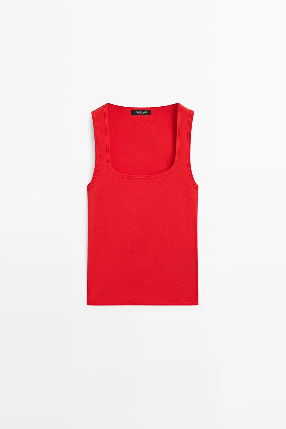Топ Massimo Dutti Cotton Blend Square Neck, красный — фото 2