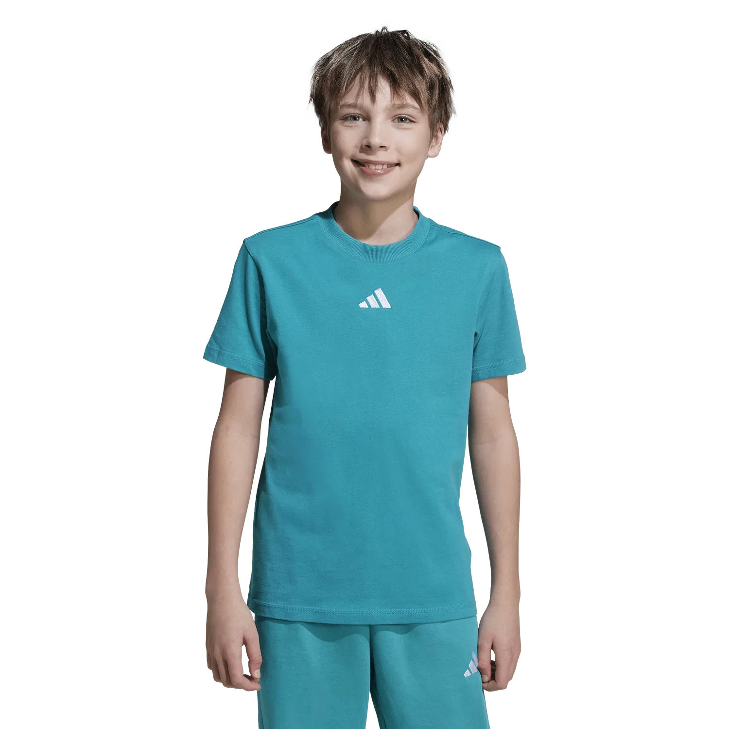 Детская спортивная футболка с круглым вырезом Adidas, зеленый — фото 3
