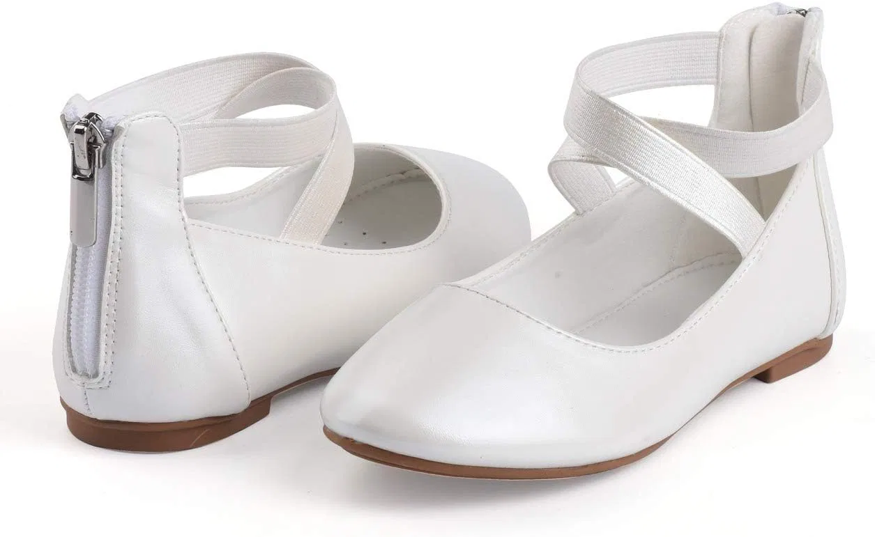 Детские туфли-балетки для девочек с ремешком на щиколотке Nova Utopia Nova Footwear, Pearl White — фото 2