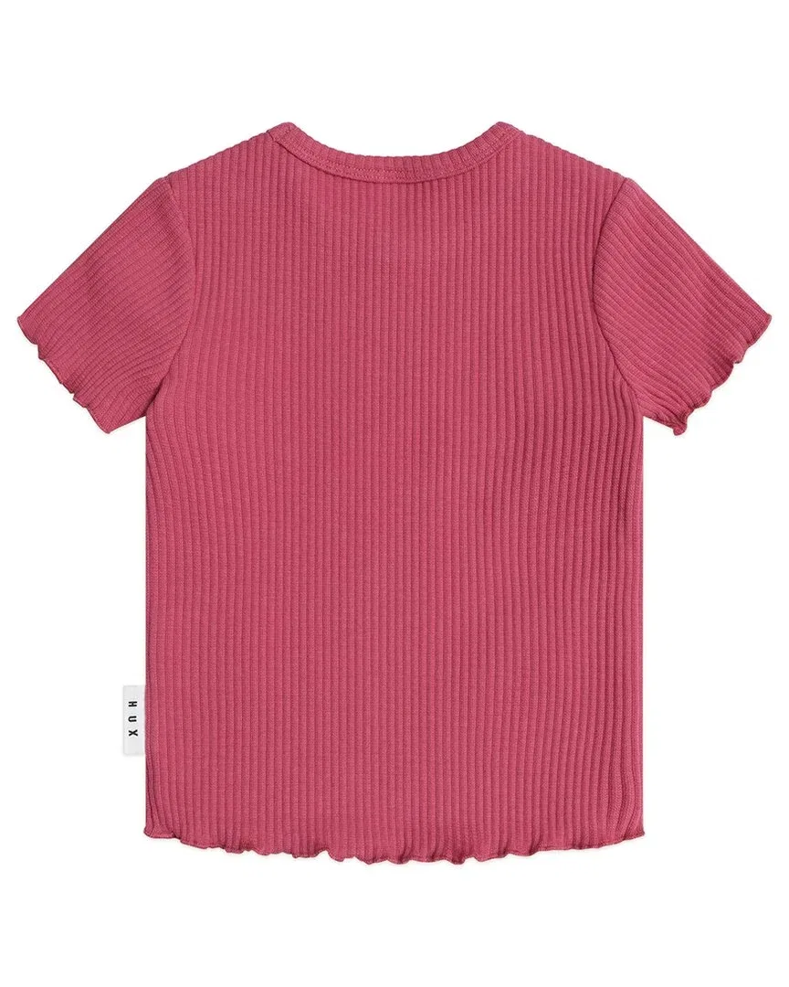Детская футболка с коротким рукавом и отделкой фестон Huxbaby Cherry, красный — фото 2
