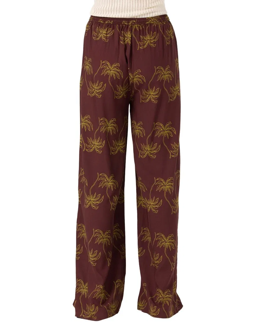 Штаны свободного кроя с широкой штаниной O'Neill Rosalie Palm Stripe, Chocolate