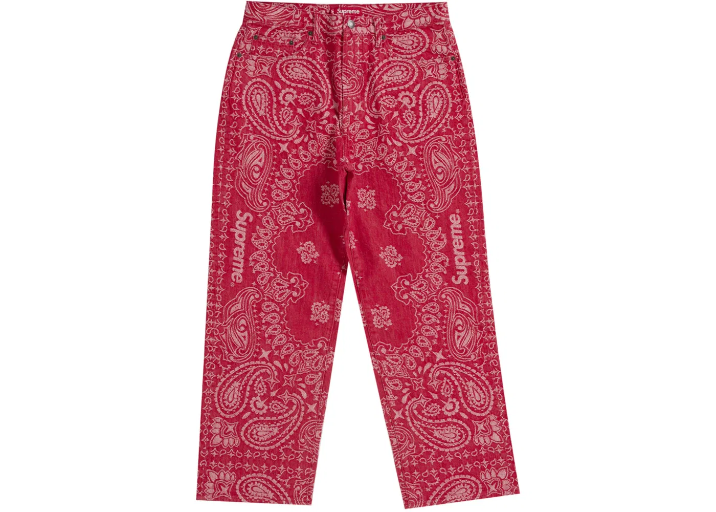 Мужские джинсы свободного кроя с принтом Supreme Bandana Jacquard Baggy Jean, Red