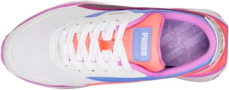 Детские кроссовки для девочек с блестками Cruise Rider PUMA, Puma White/Elektro Purple/Electric Orchid — фото 4