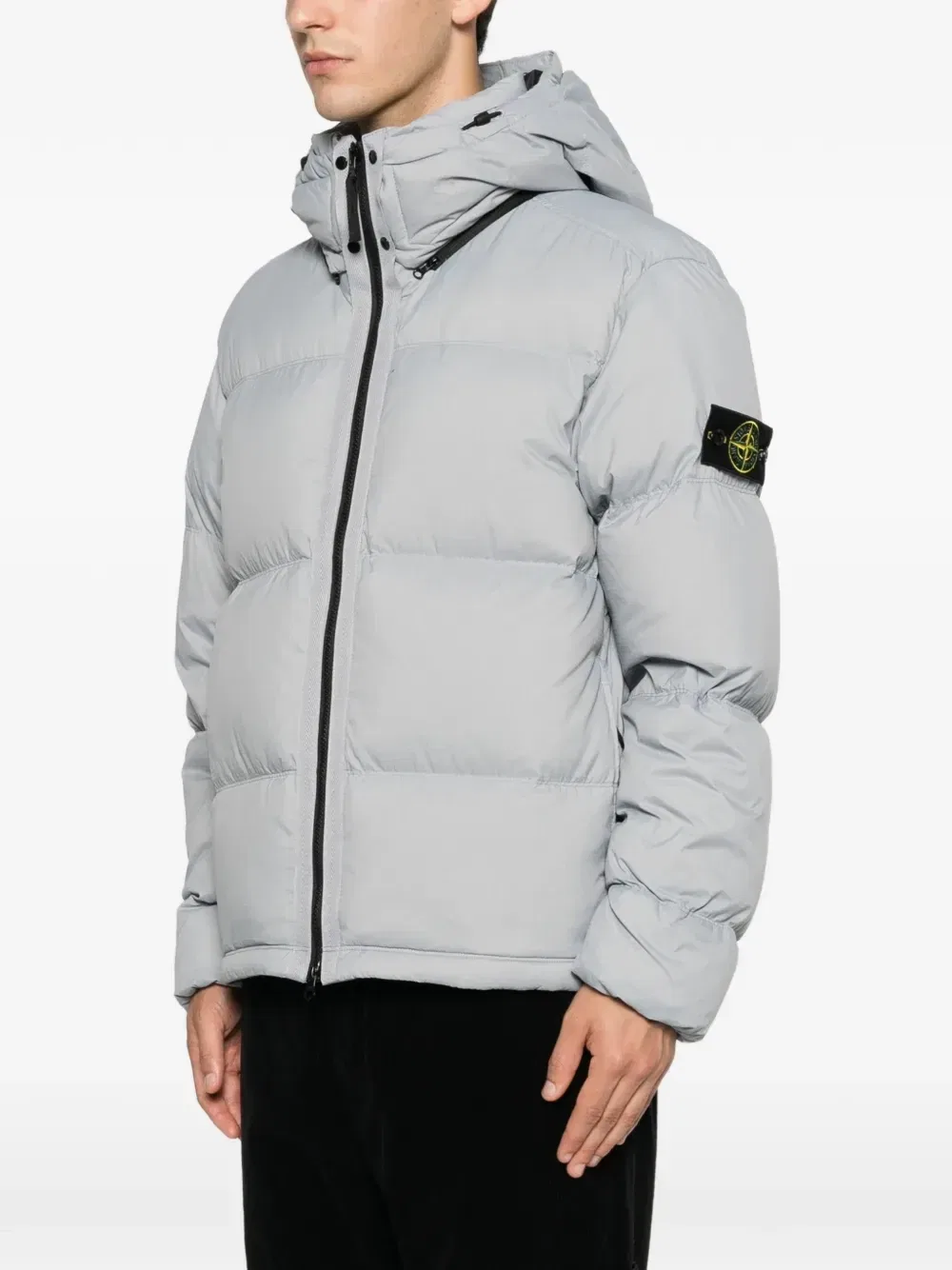 Утепленная куртка с капюшоном из матового рипстоп-кордуры Stone Island, серый — фото 3