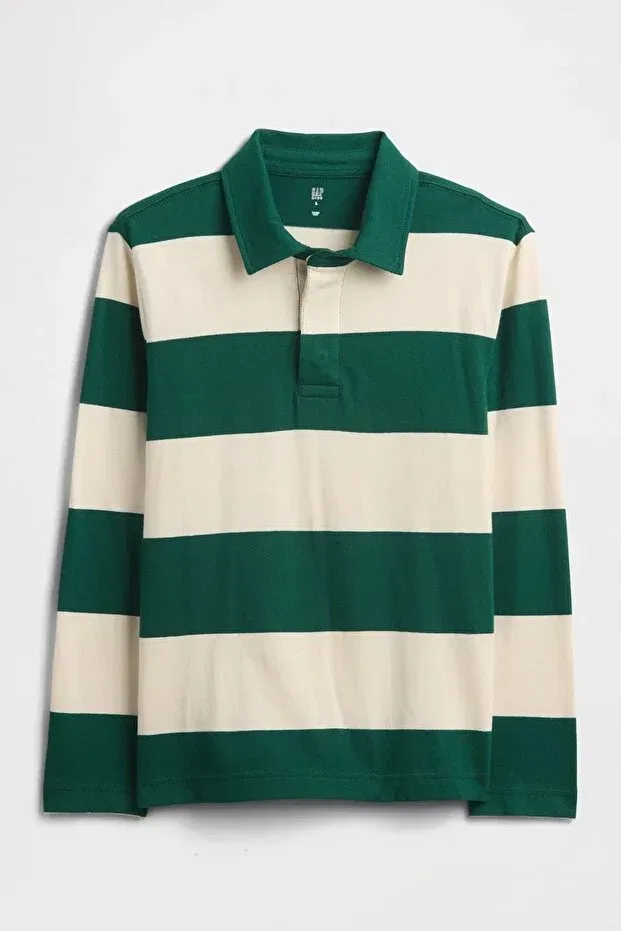 Детское поло для девочек с длинным рукавом Gap, Green