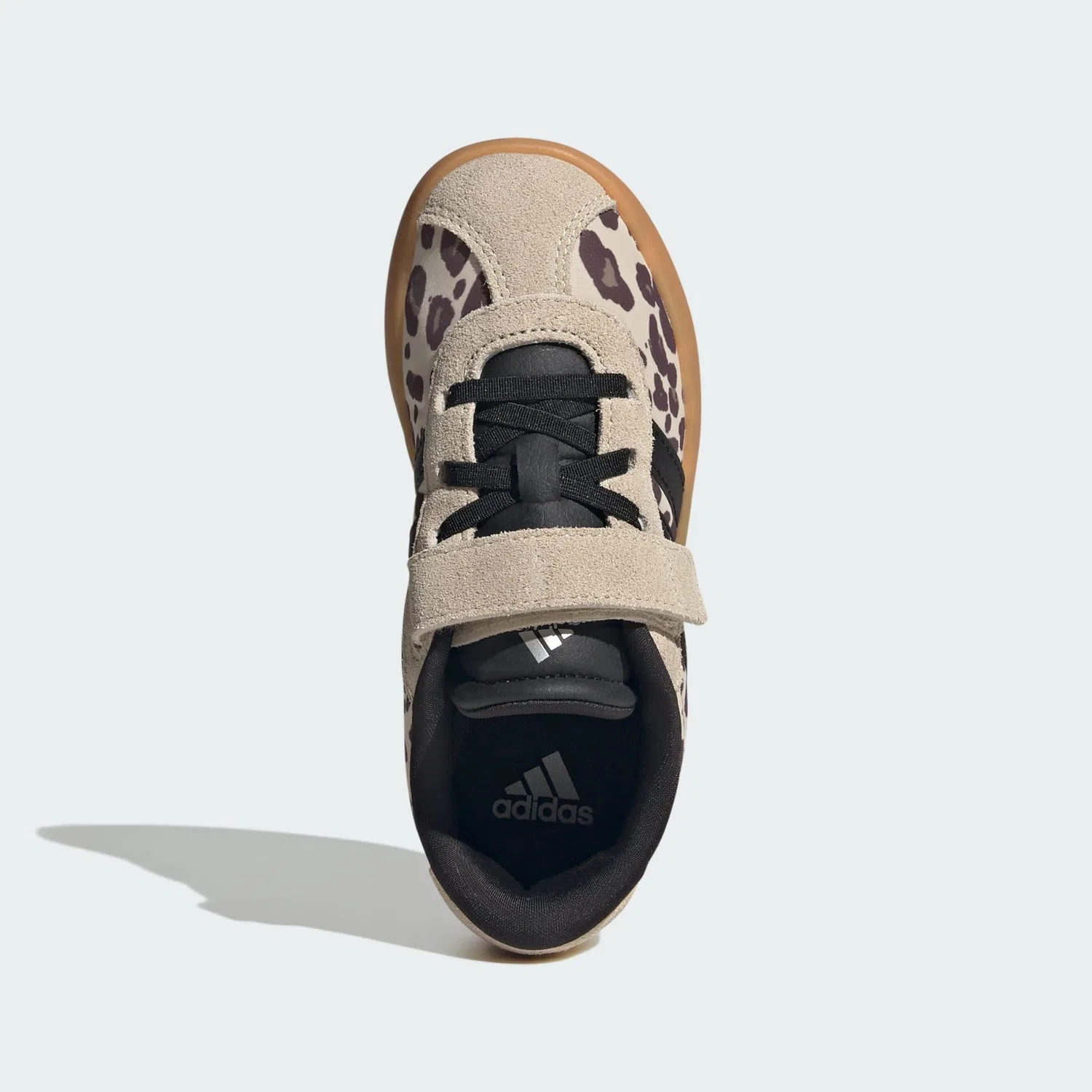 Детские кроссовки на липучке VL Court 3.0 Adidas, Creamfarben Schwarz Khaki — фото 2