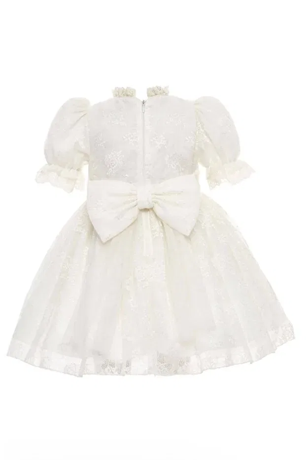 Детское платье с коротким рукавом Vintage lace dress Züri Kids, Ecru — фото 3