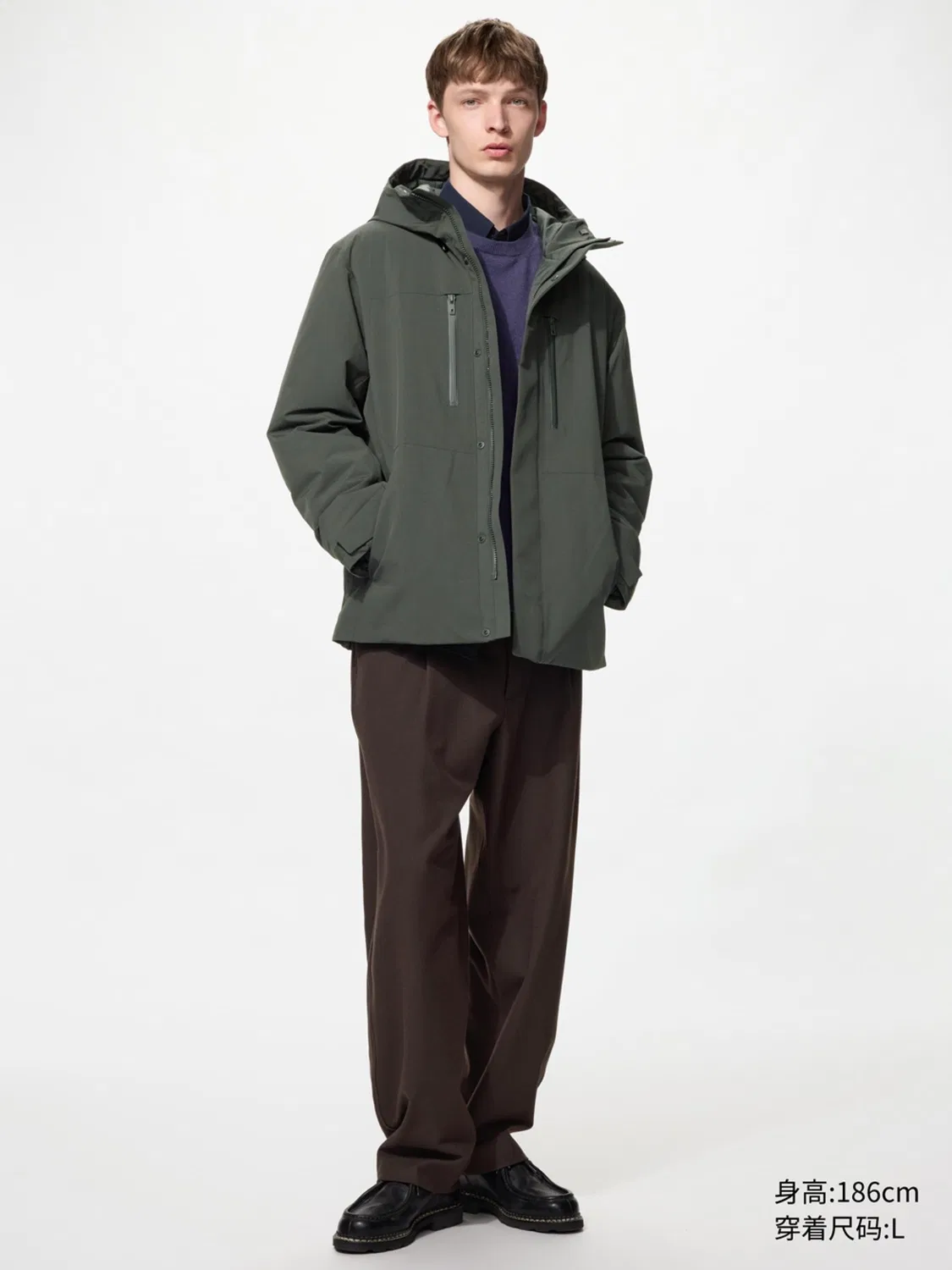 Куртка с капюшоном Uniqlo, темно-бежевый — фото 2