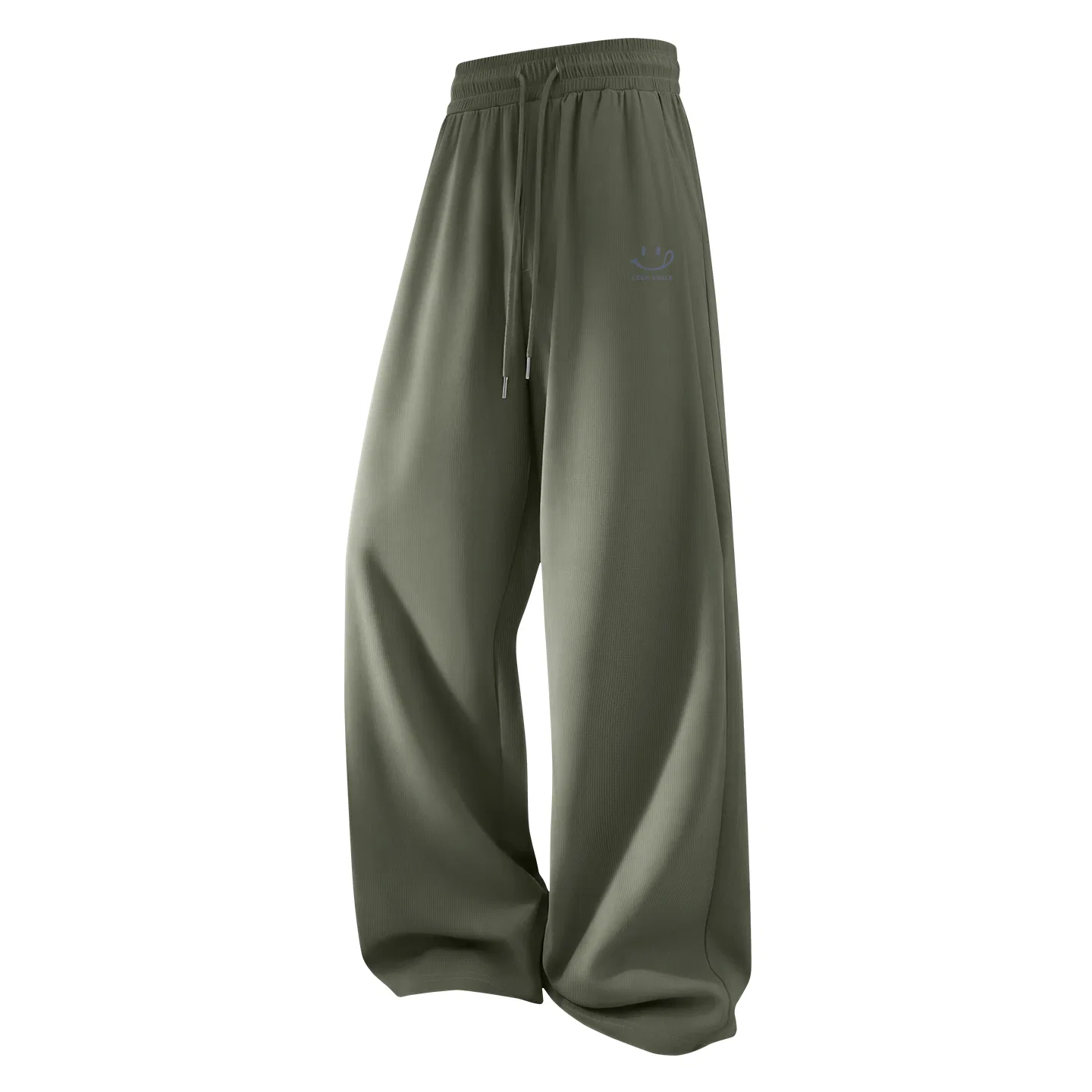 Детские штаны свободного кроя с широкими штанинами MINISO, Цвет Army Green (Mb Keep Smiling Pants Logo)